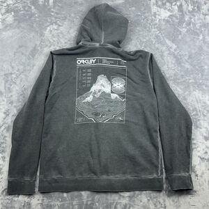Oakley Hoodie Mens Size M Gray High Definition Optics Overdyed Graphic Full Zip